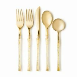 Best Pirce ✔️ Posh Setting Fusion Collection Gold Glitter/Gold Flatware Set 40 Count - Setting for 8 🌟