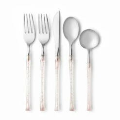 Best Pirce 👍 Posh Setting Fusion Collection Rose Gold Glitter/Silver Flatware Set 40 Count - Setting for 8 ⭐