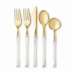 Best deal 😀 Posh Setting Fusion Collection Silver Glitter/Gold Flatware Set 40 Count - Setting for 8 ✨
