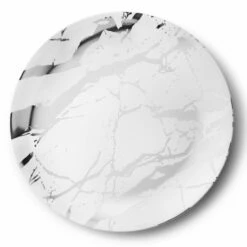 Deals π― Posh Setting Marble White and Silver Large Round Serving Dish - 2 Pack π