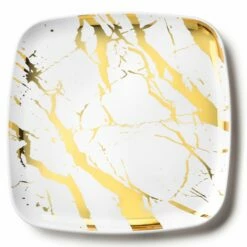 Discount ⌛ Posh Setting Marble White and Gold Square Serving Dish - 2 Pack 👏