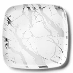 Wholesale ❤️ Posh Setting Marble White and Silver Square Serving Dish - 2 Pack ⌛