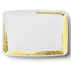Budget β Posh Setting Whisk White and Gold Rectangle Serving Dish - 2 Pack π