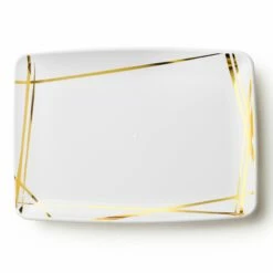 Outlet 😉 Posh Setting Twist White and Gold Rectangle Serving Dish - 2 Pack ✨