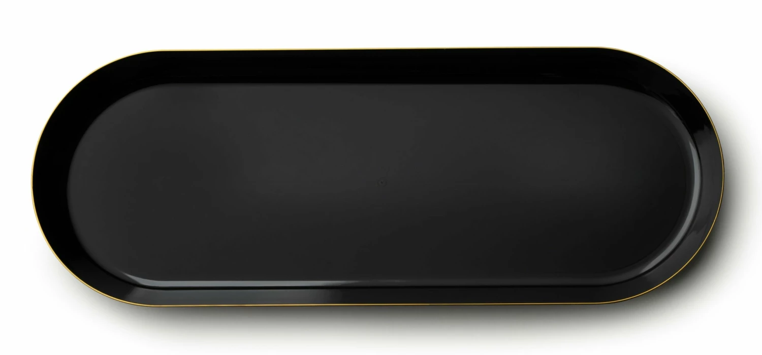 Cheap 🤩 Posh Setting Classic Black and Gold Rim Oval Serving Dish - 2 Pack 👍 5 Cheap 🤩 Posh Setting Classic Black and Gold Rim Oval Serving Dish - 2 Pack 👍 - Image 3