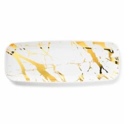 Discount ⌛ Posh Setting Marble White and Gold Oval Serving Dish - 2 Pack 👏