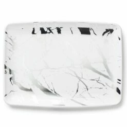 Budget π Posh Setting Marble White and Silver Rectangle Serving Dish - 2 Pack π