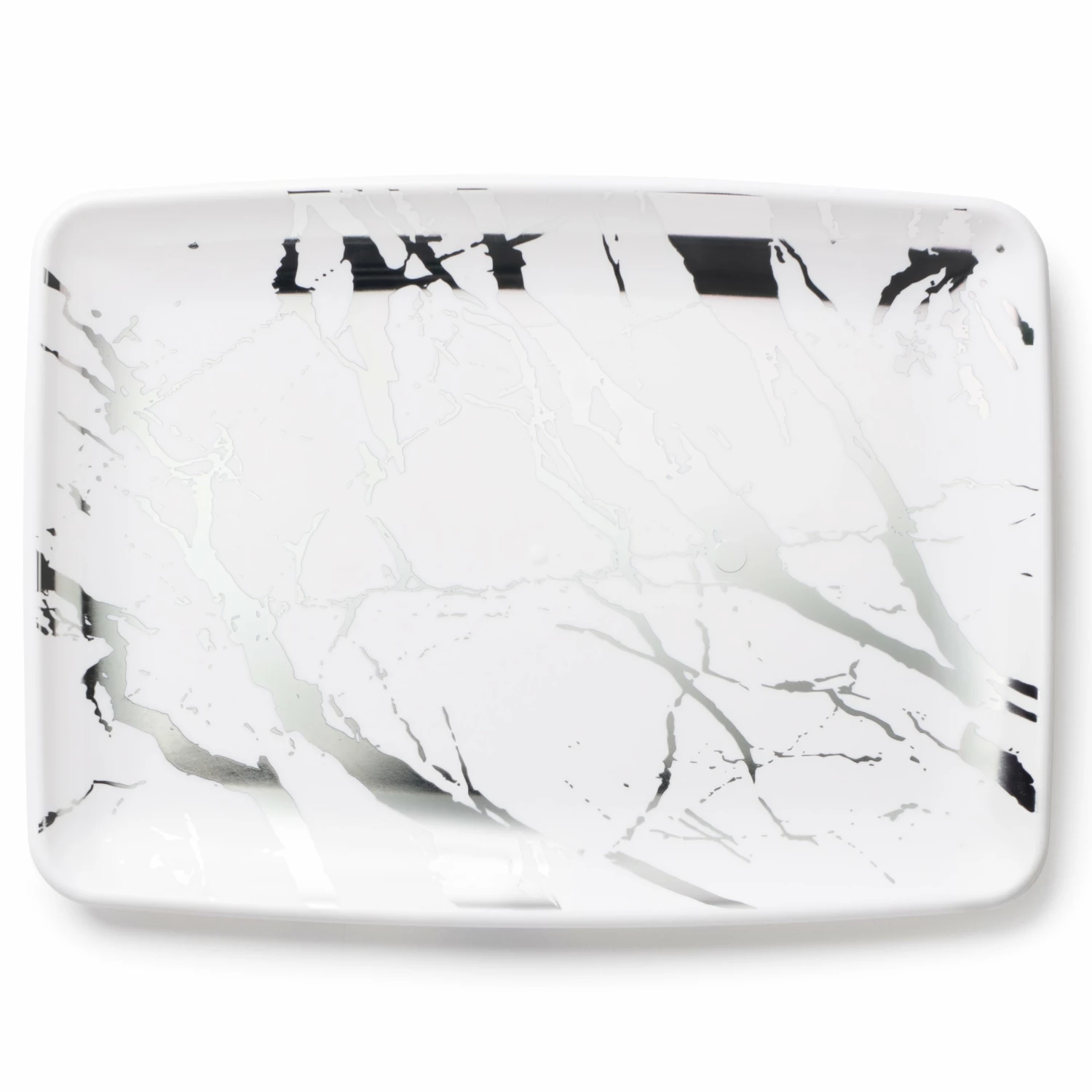Budget 🎉 Posh Setting Marble White and Silver Rectangle Serving Dish - 2 Pack 😍 3 Budget 🎉 Posh Setting Marble White and Silver Rectangle Serving Dish - 2 Pack 😍