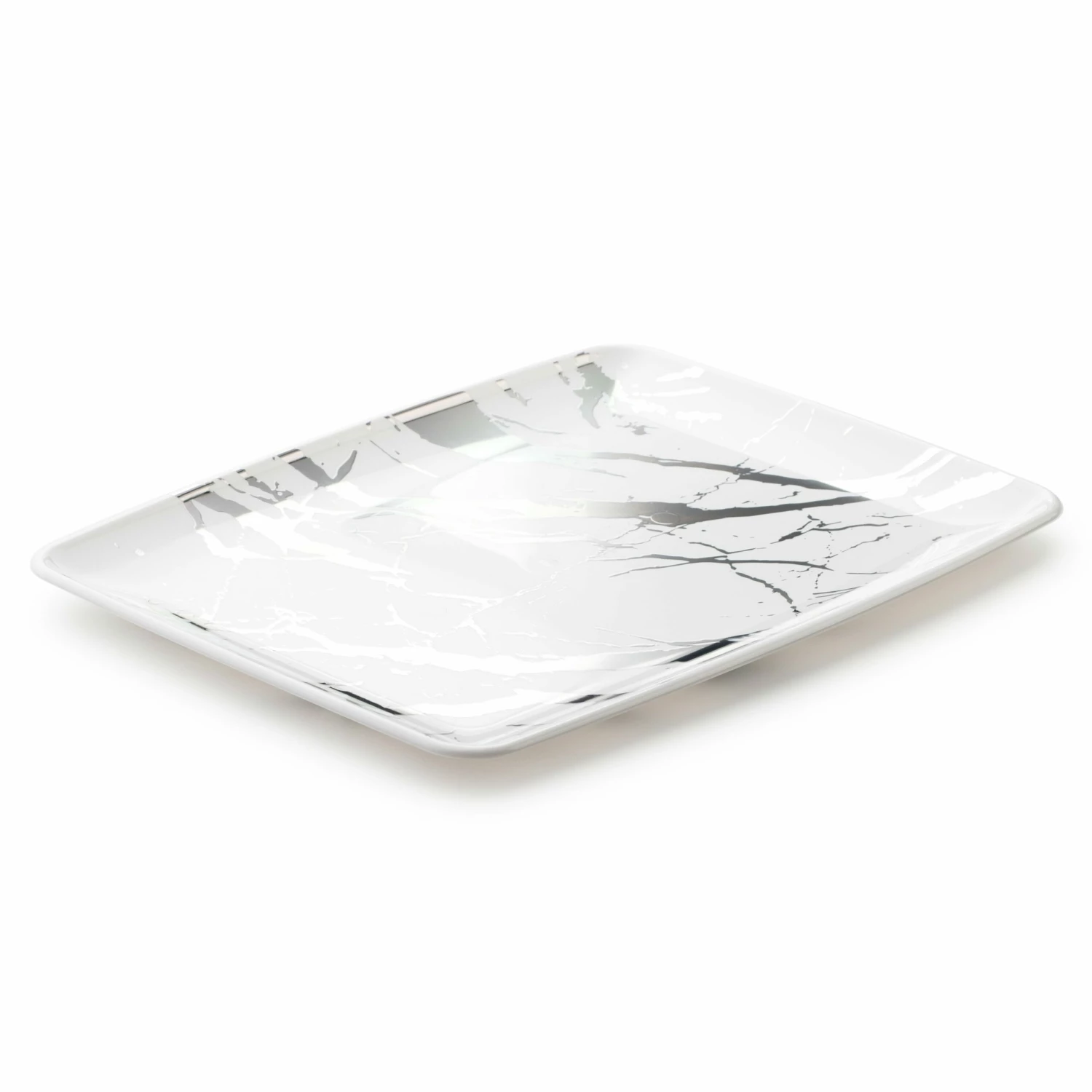 Budget 🎉 Posh Setting Marble White and Silver Rectangle Serving Dish - 2 Pack 😍 4 Budget 🎉 Posh Setting Marble White and Silver Rectangle Serving Dish - 2 Pack 😍 - Image 2