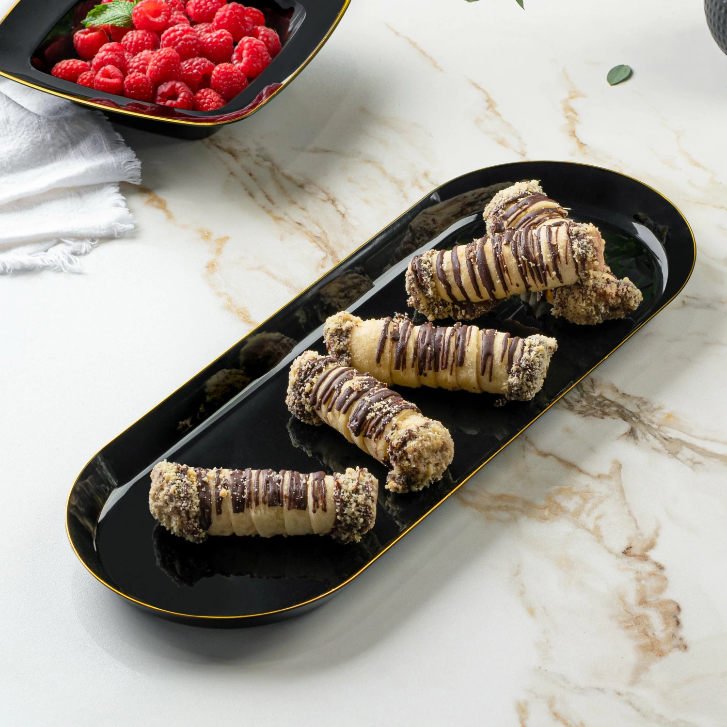 Cheap 🤩 Posh Setting Classic Black and Gold Rim Oval Serving Dish - 2 Pack 👍 4 Cheap 🤩 Posh Setting Classic Black and Gold Rim Oval Serving Dish - 2 Pack 👍 - Image 2