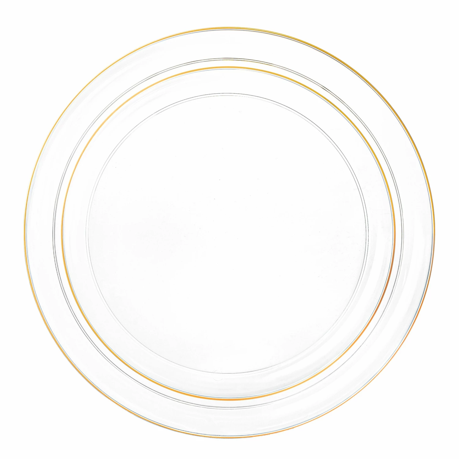 Budget 🧨 Posh Setting 20 Pack Clear and Gold Round Plastic Dinnerware Set (10 Guests) - Edge ❤️ 3 Budget 🧨 Posh Setting 20 Pack Clear and Gold Round Plastic Dinnerware Set (10 Guests) - Edge ❤️