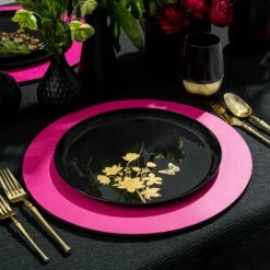 Hot Sale 🧨 Posh Setting 20 Pack Black and Gold Round Plastic Dinnerware Set (10 Guests) - Garden Edge 👏 -Cheap poshsetting Store DSC 3854 Edit Edit