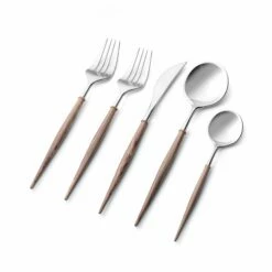 Top 10 🧨 Posh Setting Noble Collection Silver And Wood Brown Flatware Set 40 Count-Setting for 8 💯
