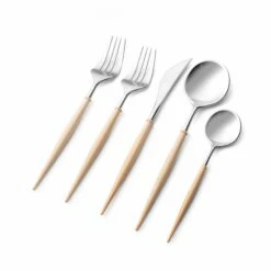 Coupon ⌛ Posh Setting Noble Collection Silver And Wood Cream Flatware Set 40 Count-Setting for 8 🧨