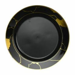 Cheap 🌟 Posh Setting 40 Pack Black and Gold Round Plastic Dinnerware Value Set (20 Guests) - Marble 🔥 -Cheap poshsetting Store Disposable Plastic Plates Set
