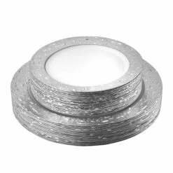 Cheap 🔔 Posh Setting 40 Pack White and Silver Round Plastic Dinnerware Value Set (20 Guests) - Ros'ee 🧨