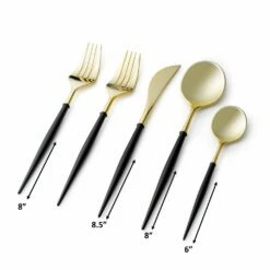 Best deal 🌟 Posh Setting Noble Collection Gold And Black Flatware Set 40 Count-Setting for 8 ❤️ -Cheap poshsetting Store GoldBlack 6fb814e3 3bb6 4e7a 8eb1 74c4548a3284