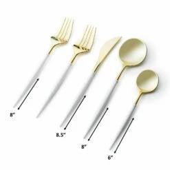 Promo ✔️ Posh Setting Noble Collection Gold And White Flatware Set 40 Count-Setting for 8 🔥 -Cheap poshsetting Store GoldWhite