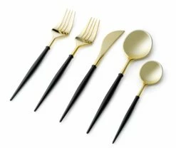 Best deal 🌟 Posh Setting Noble Collection Gold And Black Flatware Set 40 Count-Setting for 8 ❤️