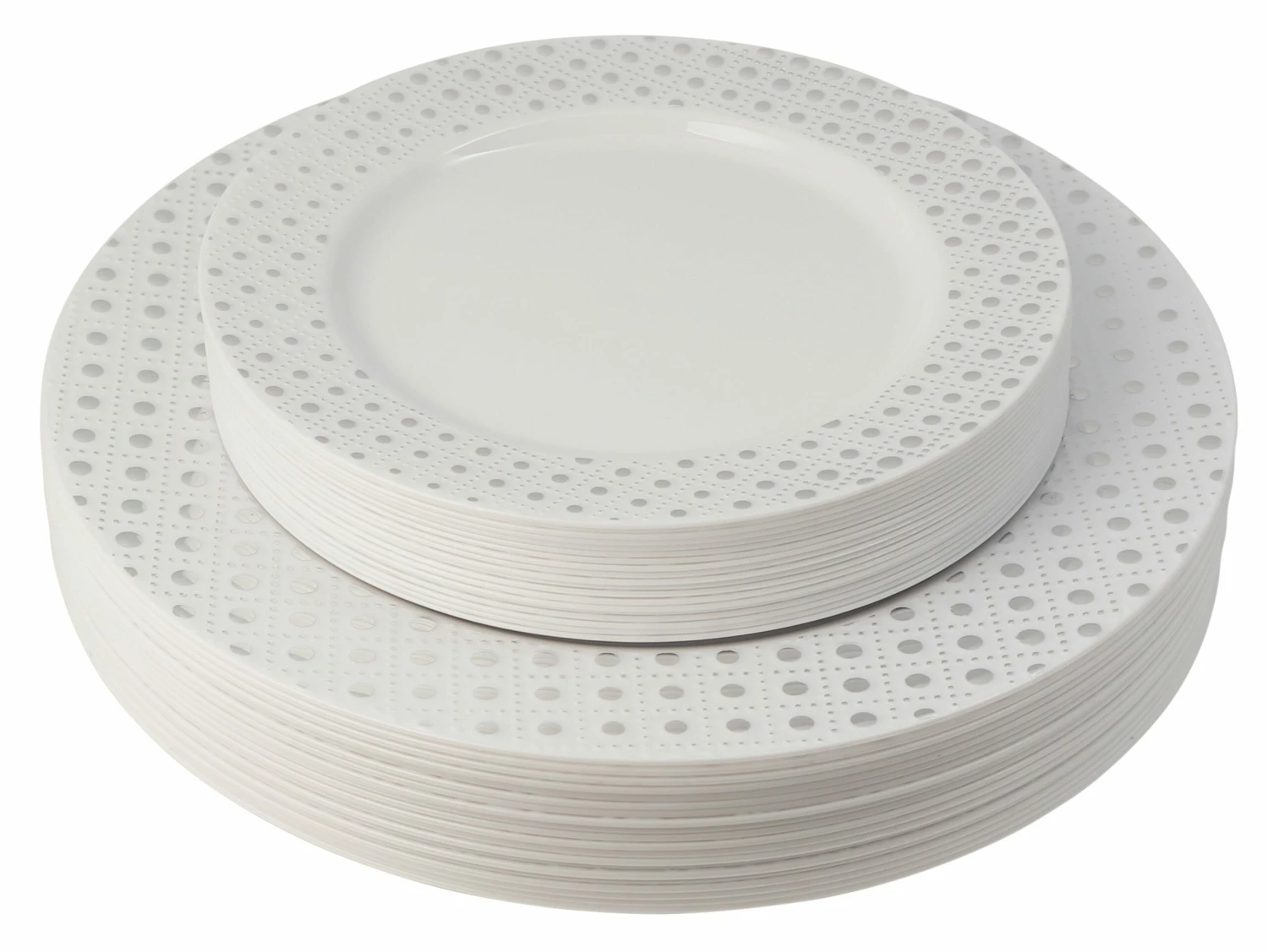 Buy π Posh Setting 100 Piece White and Silver Round Plastic Dinnerware and Silverware value set (20 Servings) - Sphere π 5 Buy π Posh Setting 100 Piece White and Silver Round Plastic Dinnerware and Silverware value set (20 Servings) - Sphere π - Image 3