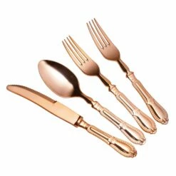 Best deal 🧨 Posh-Setting 80 Piece Disposable Rose Gold Plastic Silverware Combo Set (20 Settings) - Baroque 🎁