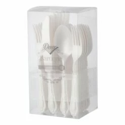 Buy 🔔 Posh-Setting 40 Piece Disposable Pearl Heavyweight Plastic Silverware Combo Set (10 Settings) - Baroque ⌛