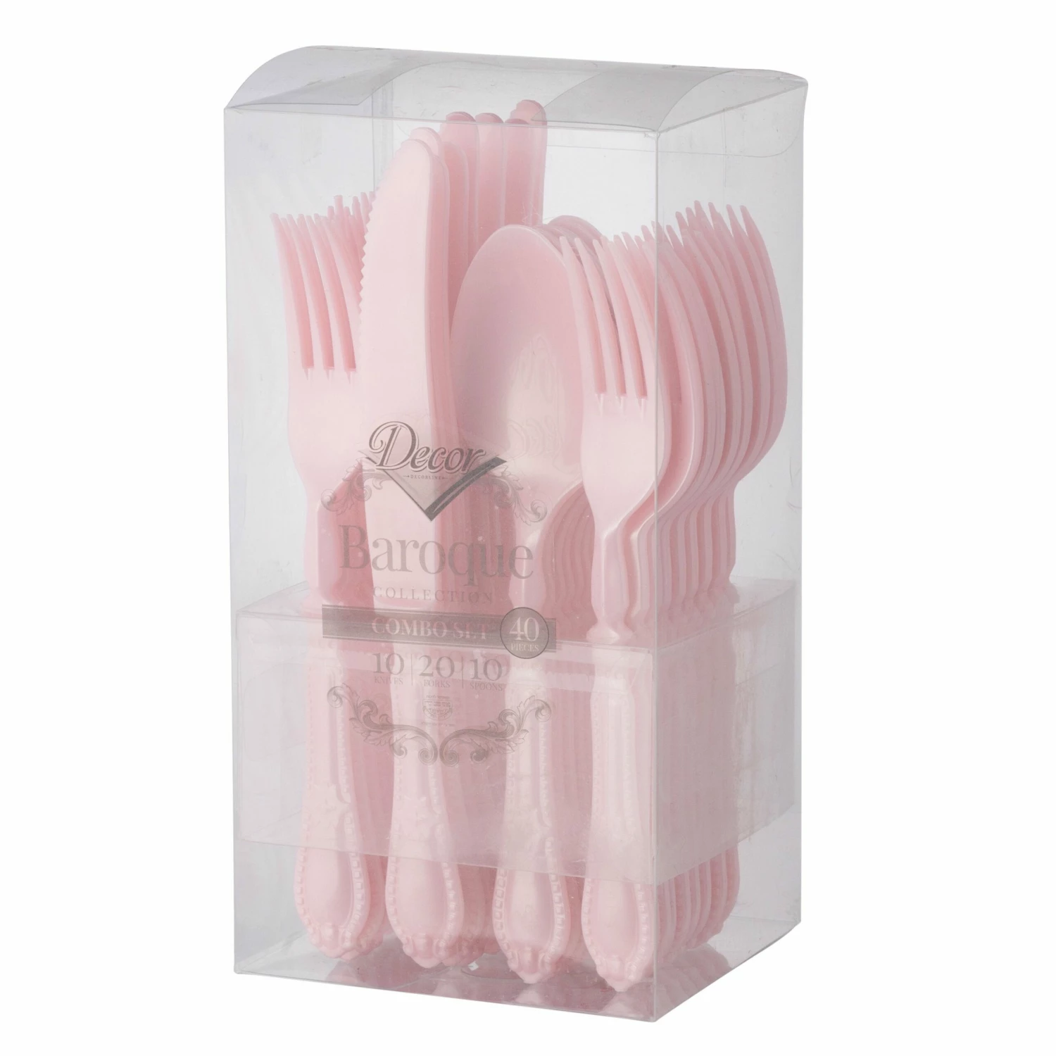 Flash Sale ๐ Posh-Setting 40 Piece Disposable Pink / Blush Heavyweight Plastic Silverware Combo Set (10 Settings) - Baroque ๐ 3 Flash Sale ๐ Posh-Setting 40 Piece Disposable Pink / Blush Heavyweight Plastic Silverware Combo Set (10 Settings) - Baroque ๐