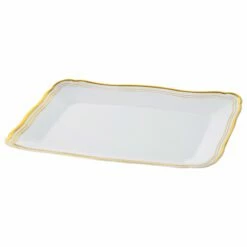 Best Pirce β¨ Posh Setting 9 X 13 Inch Rectangle White And Gold Rim Plastic Serving Tray π