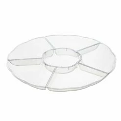 Promo 😀 Posh Setting 14 Inch Clear Plastic Round 6 Compartment Serving Tray ❤️