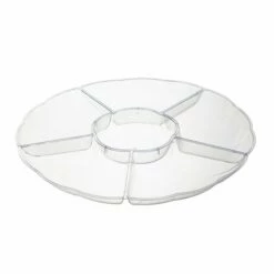 Coupon π Posh Setting 12 inch Clear Plastic Round 6 Compartment Serving Tray βοΈ