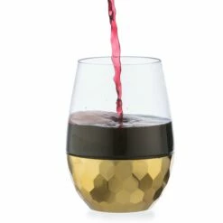 Budget 🎁 Posh Setting 16 Oz Clear Stemless Wine Goblets with 🔨 Hammered Gold Design 6 Pack 🌟 -Cheap poshsetting Store IMG 1229