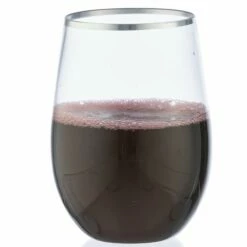 Wholesale ⌛ Posh Setting 16 oz. Clear Stemless Wine Goblets with Silver Rim 6 Pack 🎉 -Cheap poshsetting Store IMG 1274