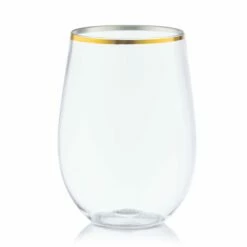 Hot Sale ⌛ Posh Setting 16 oz. Clear Stemless Wine Goblets With Gold Rim 6 Pack 🎁 -Cheap poshsetting Store IMG 1282