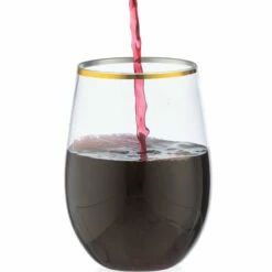 Hot Sale ⌛ Posh Setting 16 oz. Clear Stemless Wine Goblets With Gold Rim 6 Pack 🎁 -Cheap poshsetting Store IMG 1290