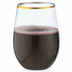 Hot Sale ⌛ Posh Setting 16 oz. Clear Stemless Wine Goblets With Gold Rim 6 Pack 🎁 -Cheap poshsetting Store IMG 1293