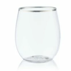 Best reviews of 🔥 Posh Setting 12 oz. Clear Stemless Wine Goblets With Silver Rim 6 Pack 👍 -Cheap poshsetting Store IMG 1295
