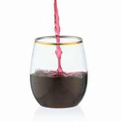 Promo 🎁 Posh Setting 12 oz. Clear Stemless Wine Goblets With Gold Rim 6 Pack ❤️ -Cheap poshsetting Store IMG 1307