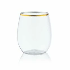 Promo 🎁 Posh Setting 12 oz. Clear Stemless Wine Goblets With Gold Rim 6 Pack ❤️ -Cheap poshsetting Store IMG 1313