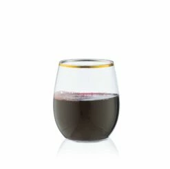 Promo 🎁 Posh Setting 12 oz. Clear Stemless Wine Goblets With Gold Rim 6 Pack ❤️ -Cheap poshsetting Store IMG 1314