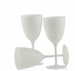Promo ✔️ Posh Setting 7 Oz 1-Piece White Plastic Disposable Wine Goblet - 8 Pack ⭐