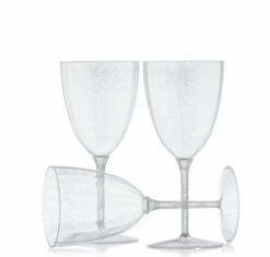 Discount 😀 Posh Setting 7 Oz 1-Piece Silver Glitter Plastic Disposable Wine Goblet - 8 Pack ⌛