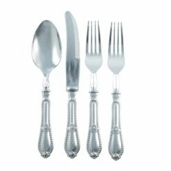 Best deal ✨ Posh-Setting Disposable Shiny Metallic Silver Flatware - Baroque 🔔