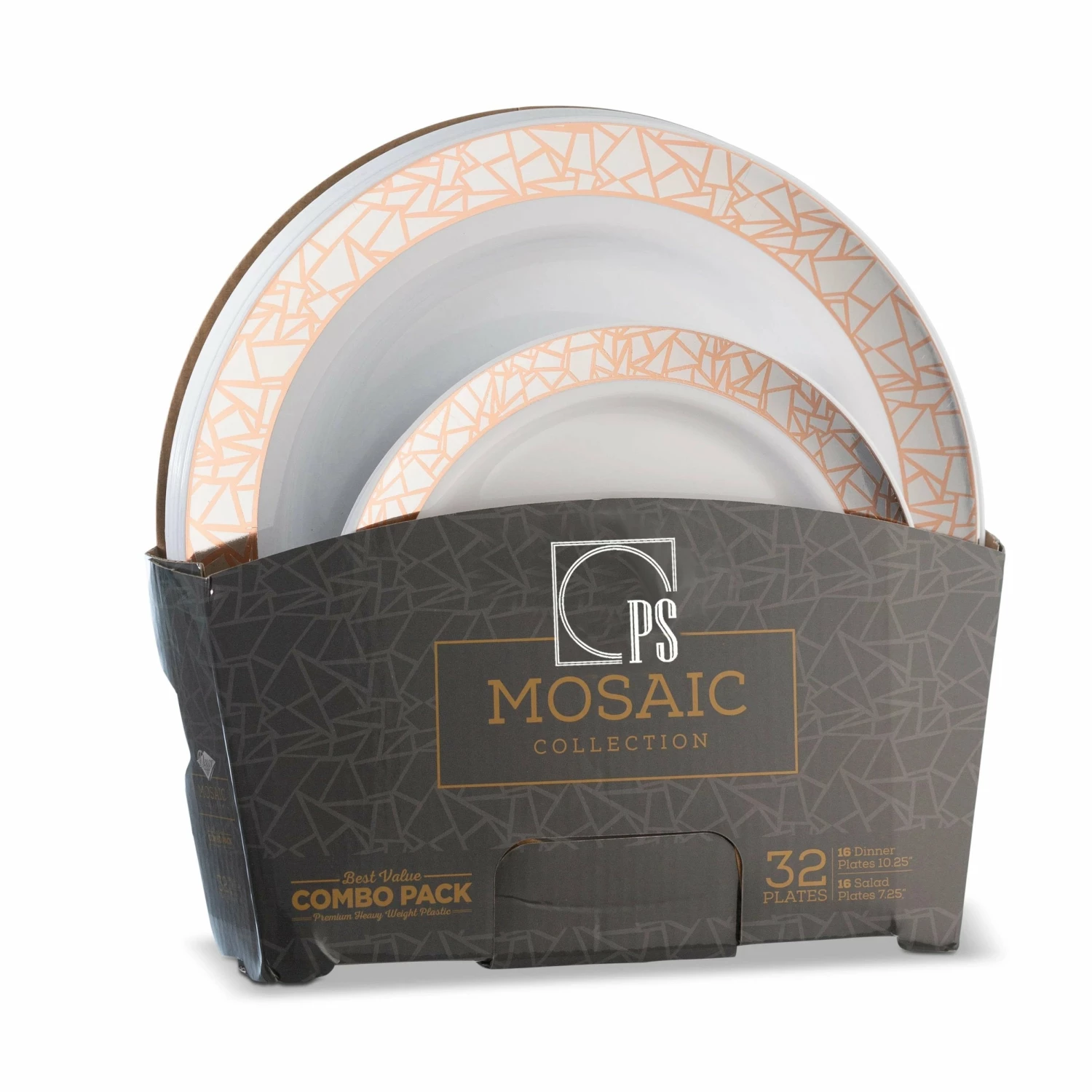 Flash Sale 🔔 Posh Setting 32 Piece Combo Pack Rose Gold and Silver Round Plastic Dinnerware Value Set (16 Servings) - Mosaic 🧨 3 Flash Sale 🔔 Posh Setting 32 Piece Combo Pack Rose Gold and Silver Round Plastic Dinnerware Value Set (16 Servings) - Mosaic 🧨