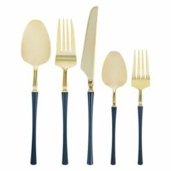 Cheapest π Posh Setting Infinity Collection Gold/Navy Flatware 20 Count π€©