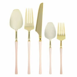 Hot Sale 🧨 Posh Setting Infinity Collection Gold/Pink Flatware 20 Count 🧨