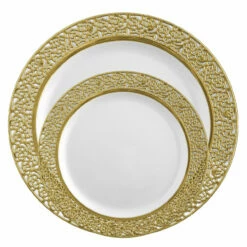 Best deal π Posh Setting 40 Piece Combo Pack White and Gold Round Plastic Dinnerware value set (20 Servings) - Lace π 8 Best deal π Posh Setting 40 Piece Combo Pack White and Gold Round Plastic Dinnerware value set (20 Servings) - Lace π -Cheap poshsetting Store InspirationWG.2