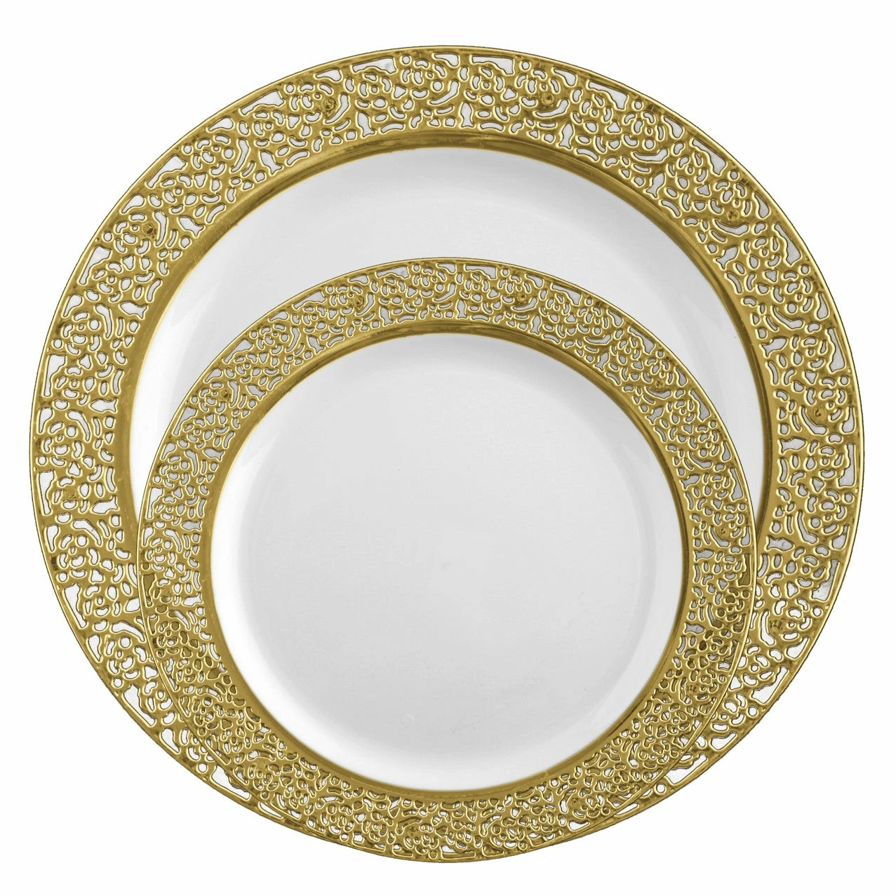 Best deal π Posh Setting 40 Piece Combo Pack White and Gold Round Plastic Dinnerware value set (20 Servings) - Lace π 5 Best deal π Posh Setting 40 Piece Combo Pack White and Gold Round Plastic Dinnerware value set (20 Servings) - Lace π - Image 3