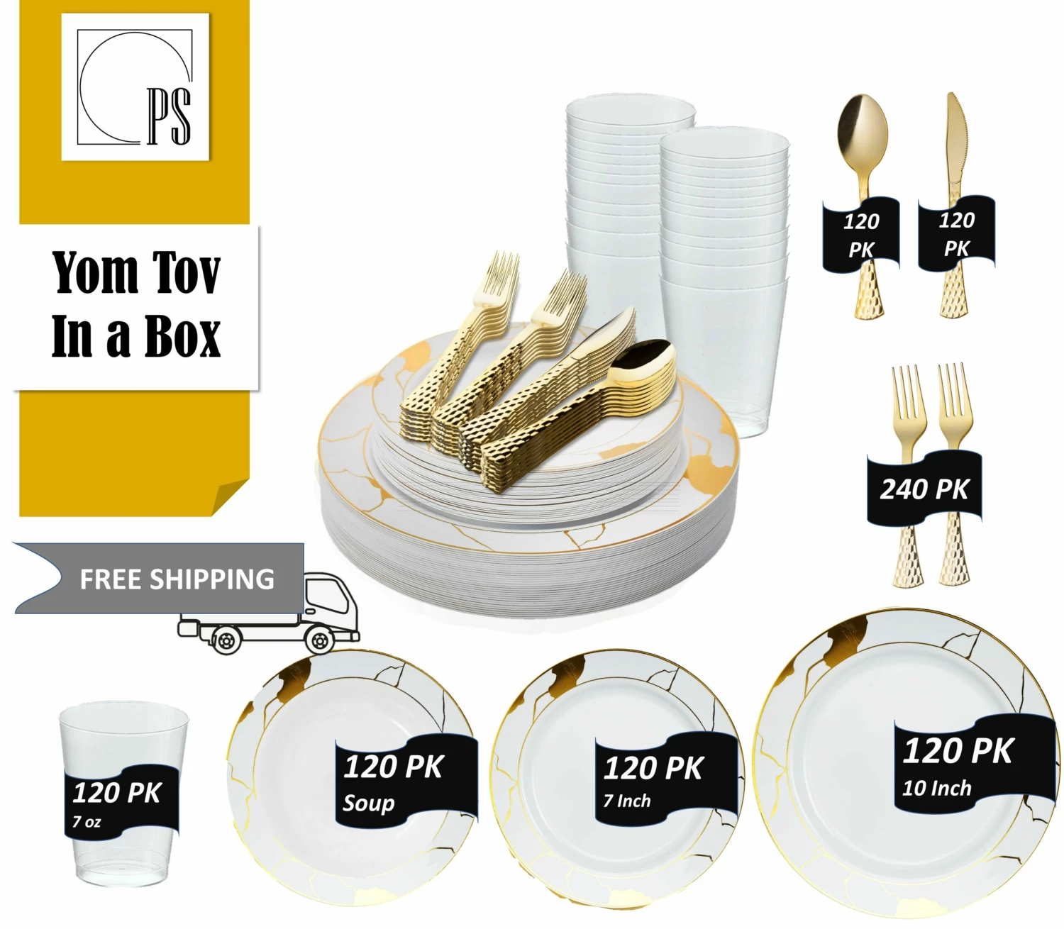 Promo 🤩 Posh Setting White and Gold/Silver Round Plastic Wedding Value Set (120 Servings) - Marble ❤️ 4 Promo 🤩 Posh Setting White and Gold/Silver Round Plastic Wedding Value Set (120 Servings) - Marble ❤️ - Image 2