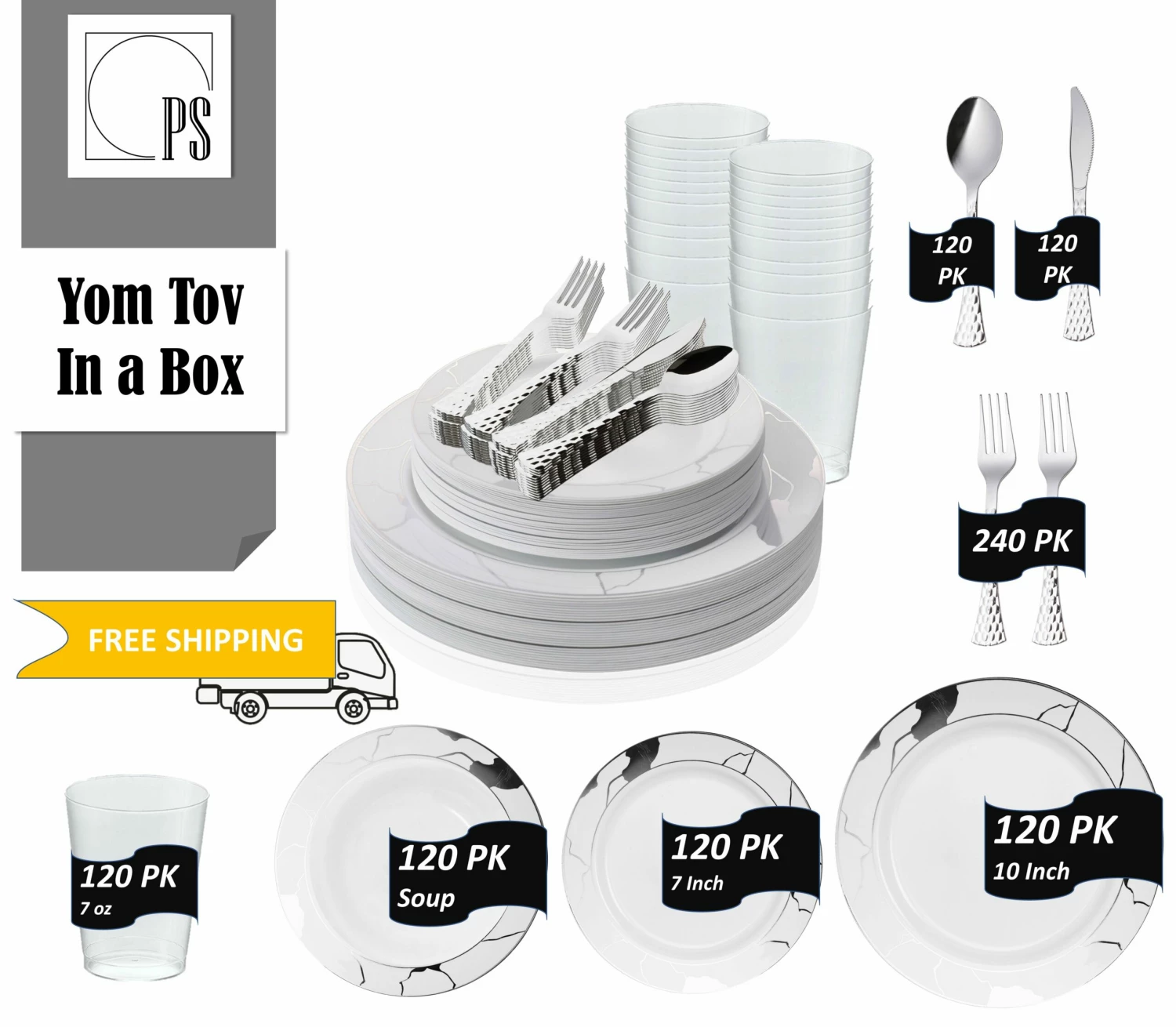 Promo 🤩 Posh Setting White and Gold/Silver Round Plastic Wedding Value Set (120 Servings) - Marble ❤️ 3 Promo 🤩 Posh Setting White and Gold/Silver Round Plastic Wedding Value Set (120 Servings) - Marble ❤️