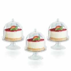 Cheapest ⭐ Posh Setting Clear Plastic Mini Cake Plate with Stand and Dome Cover-5 Count ⌛ -Cheap poshsetting Store MiniCakeTray